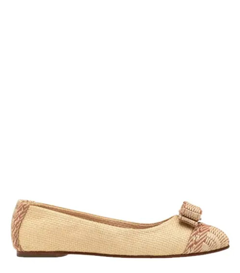 NIB NEW Salvatore Ferragamo Varina Natural Beige Woven Flats 6 6.5 7 7.5 8 8.5 C