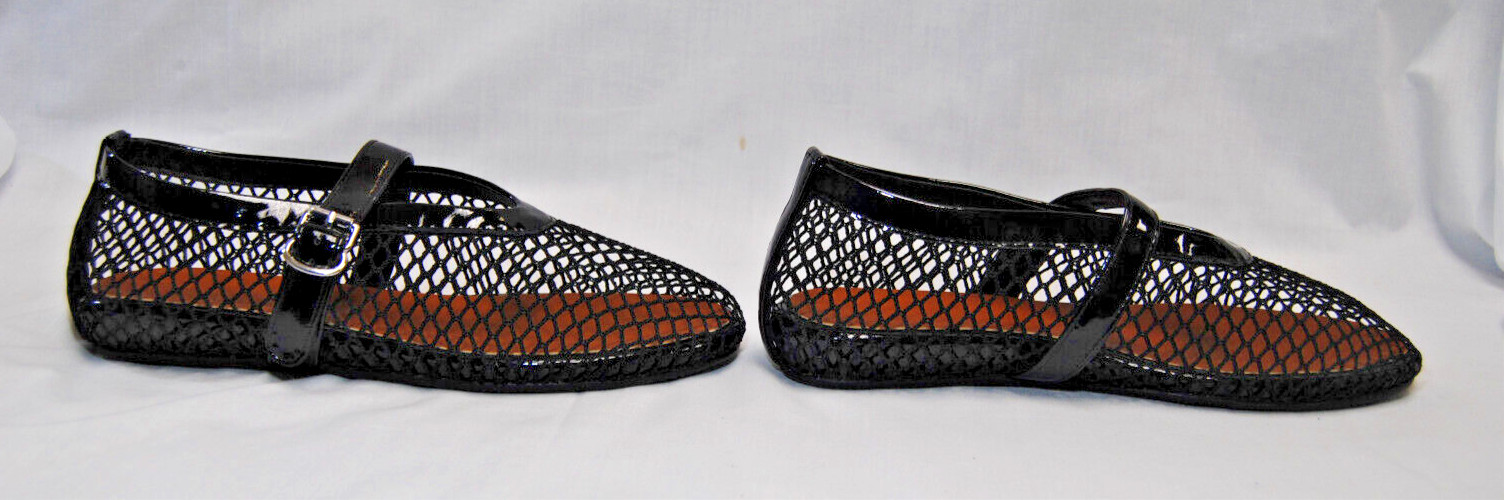 Divanne Women’s Black Mesh Flat Ballerina Mary Jane Shoes New T2355