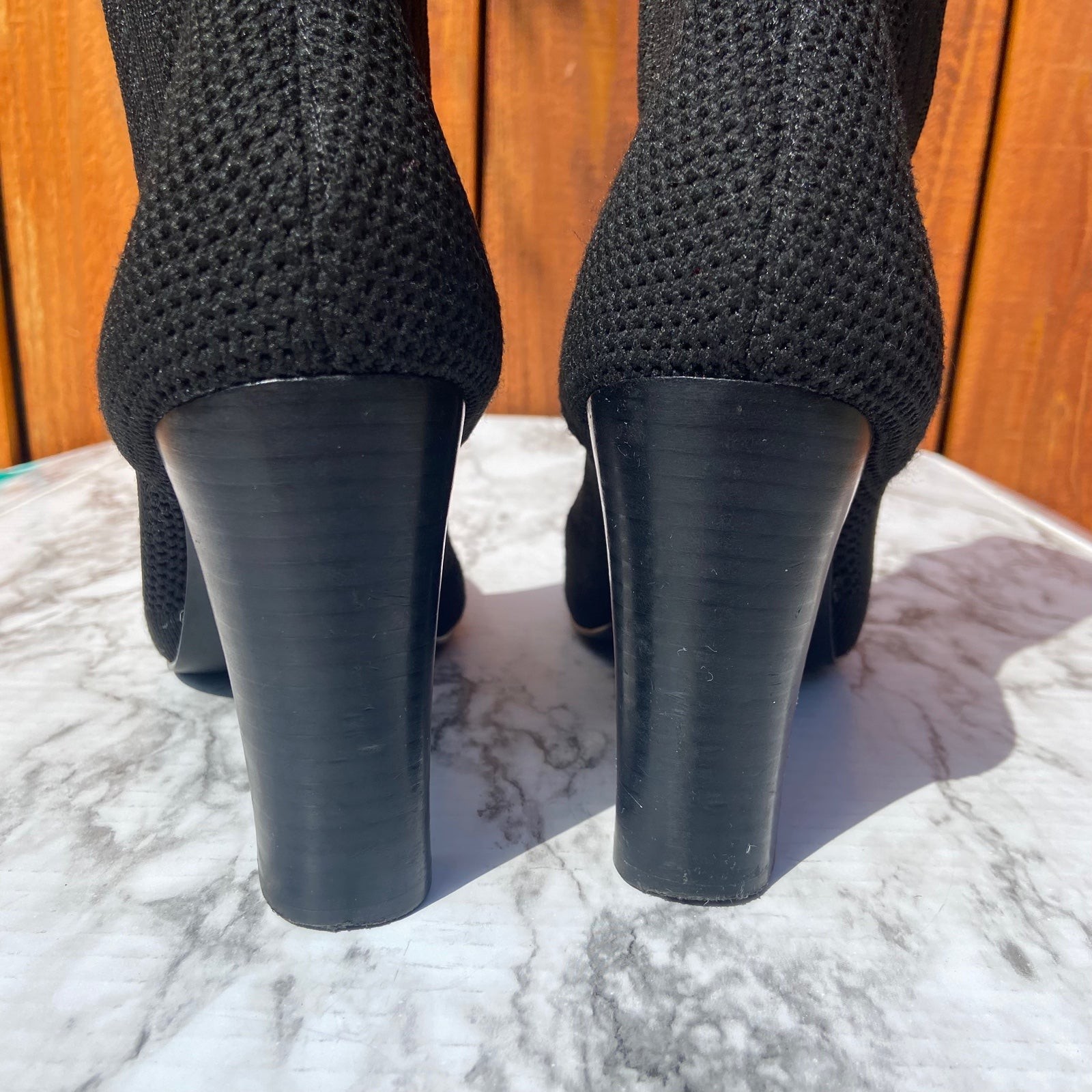 Charles David Black Knit Sock Boot Heels