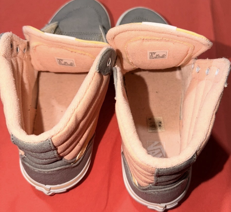 Vans Sk8-Hi High Top Shoes – Peach Pink Gray Yellow – Womens Size 6
