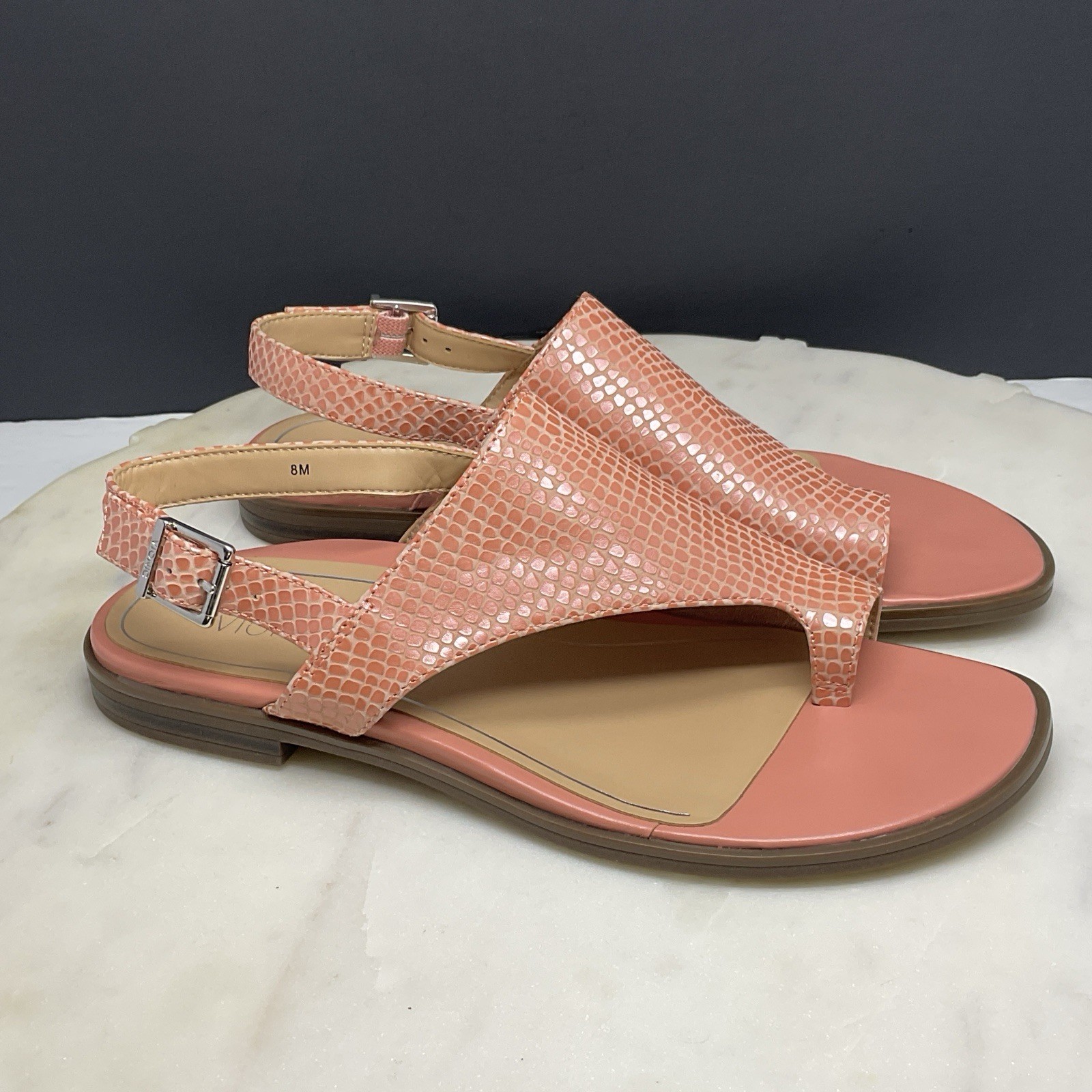 Vionic Ella Sandals Women Size 8M Blooming Dahlia Embossed Lizard Comfort Casual
