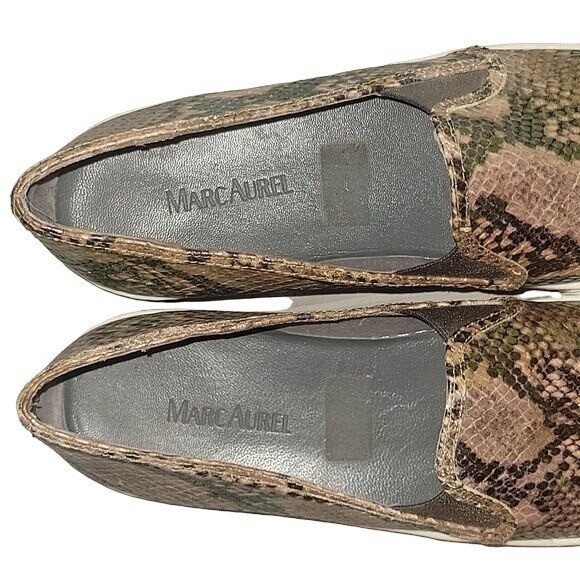 MARC AUREL Slip On Slides Irredescent Snakeskin Animal Print shoes Sz 39 8.5