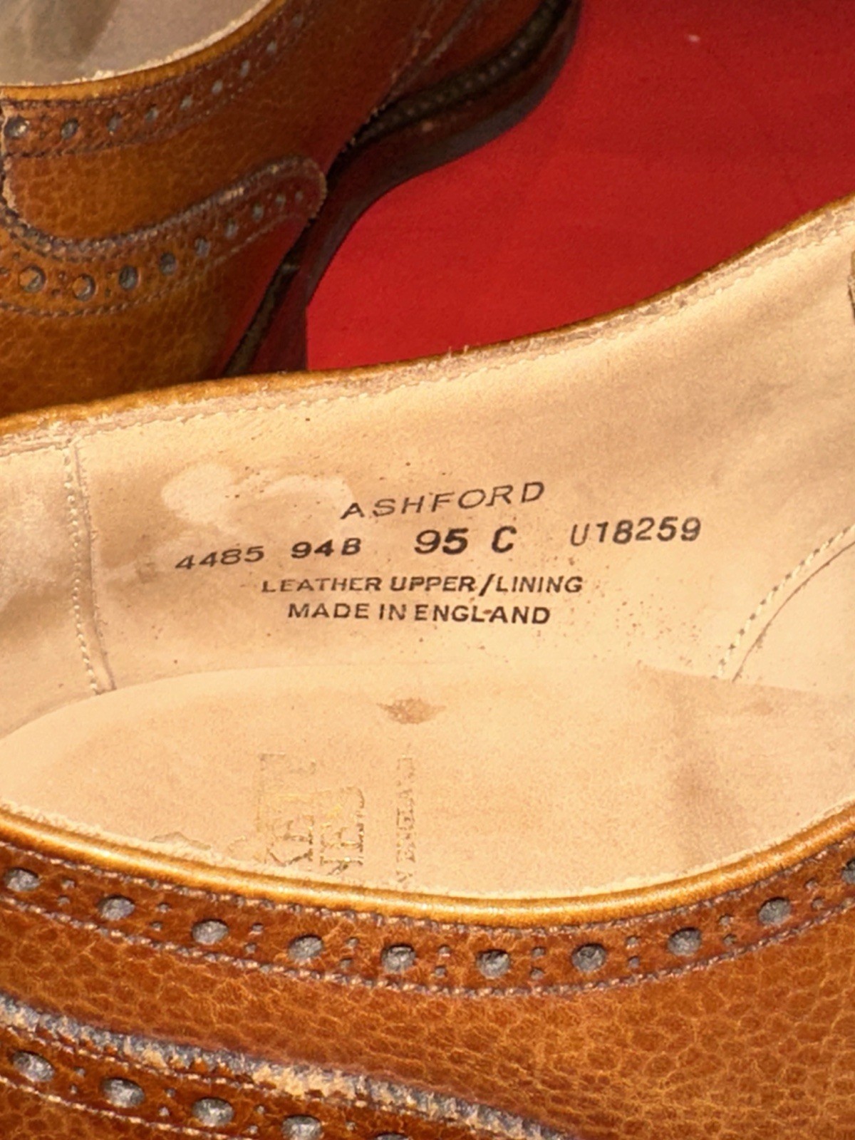 Crockett & Jones ASHFORD Brown Leather Pebble Grain Brogue Mens 95 C | US 9 READ