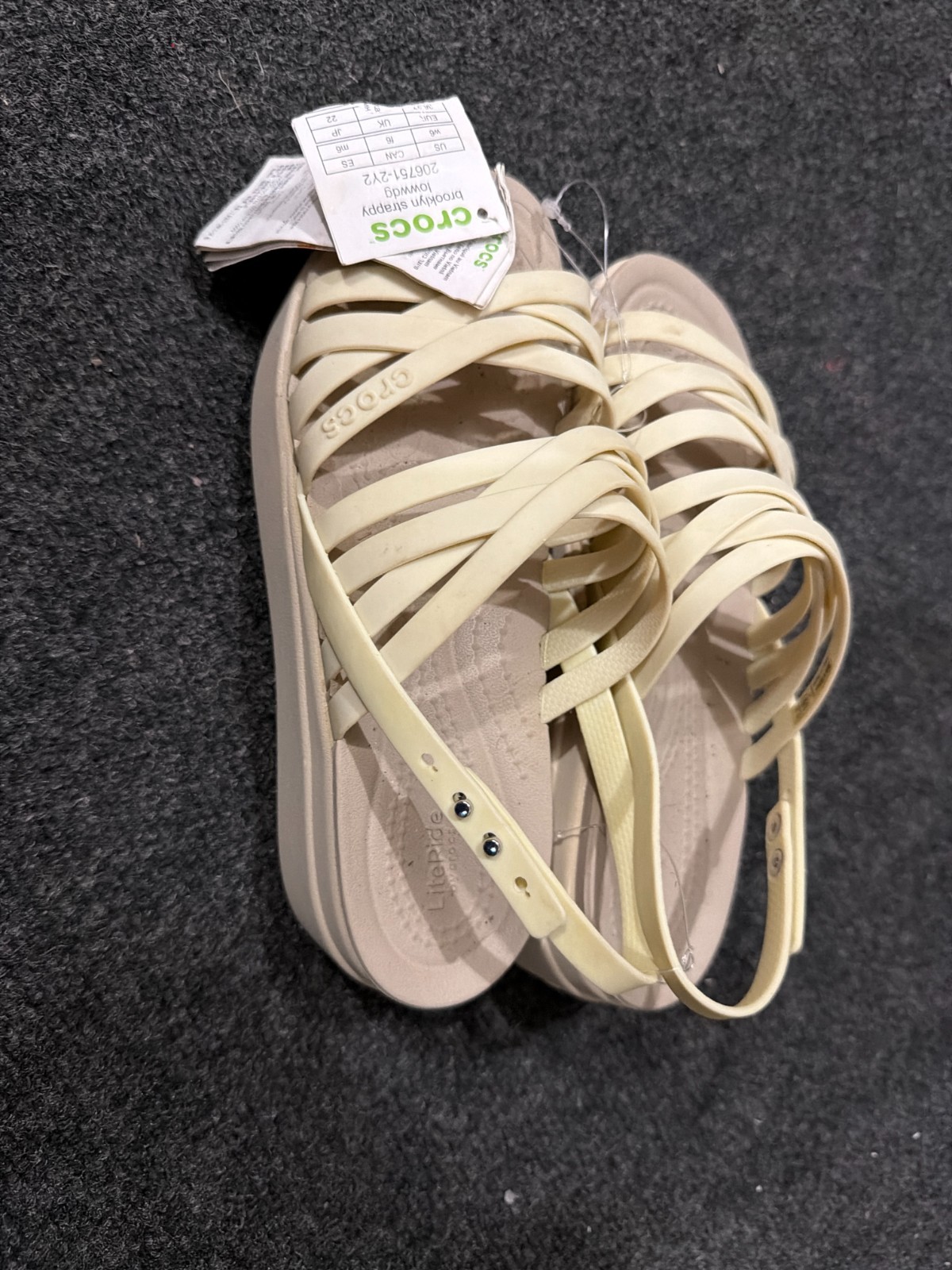 Crocs Women’s Brooklyn Strappy Low Wedge Sandals Bone 206751-2Y2 New With Tags
