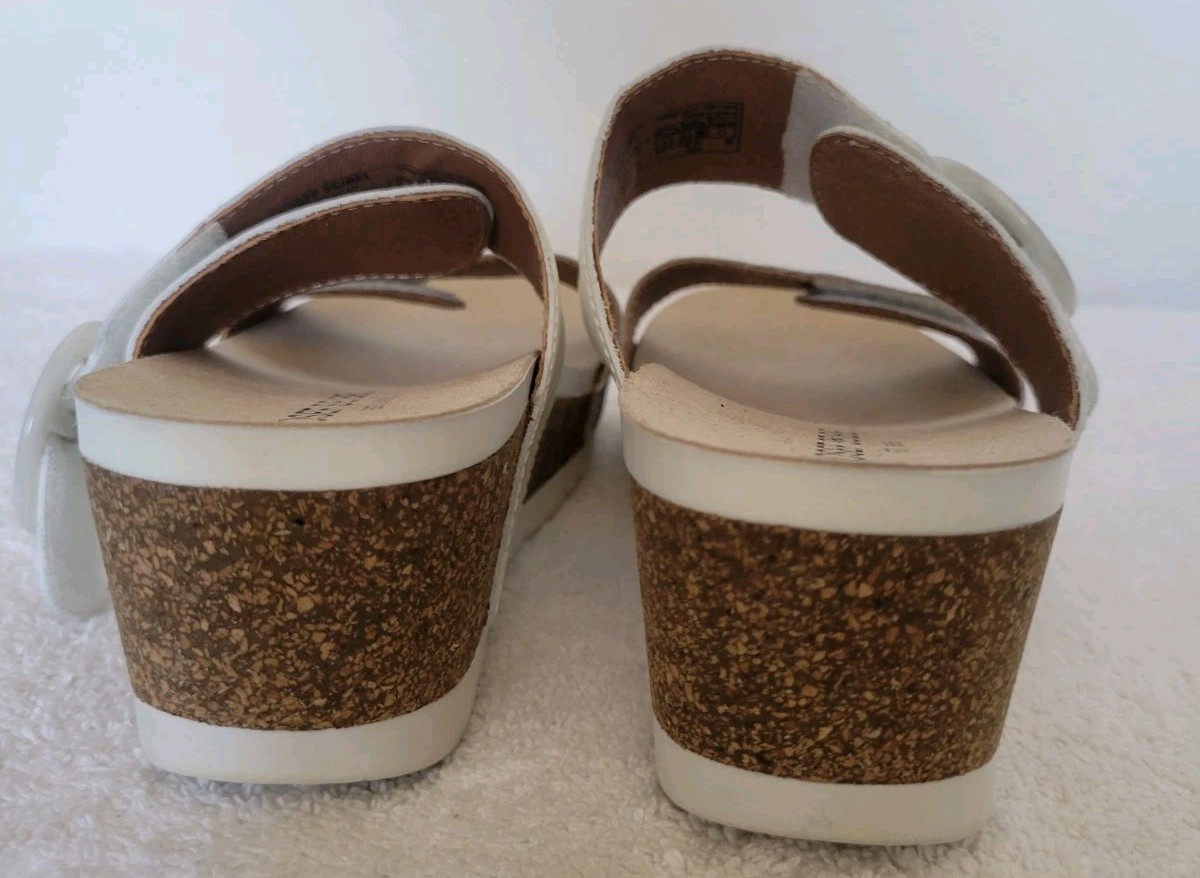 Josef Seibel Quinn 14 Sandals Women’s Silver Kombi Leather Slip-On 38/ 7-7 1/2