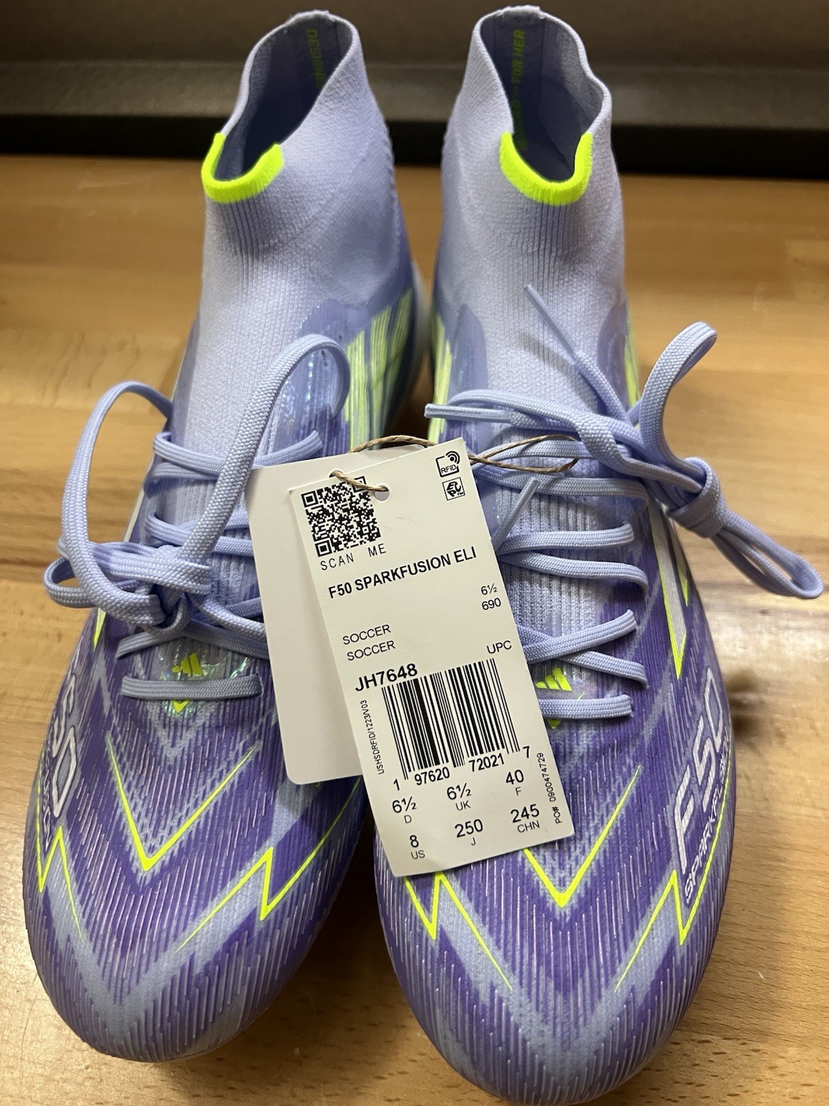 $260 Adidas F50 Sparkfusion Elite Mid FG Soccer Cleats Violet Women’s 8 / Mens 7