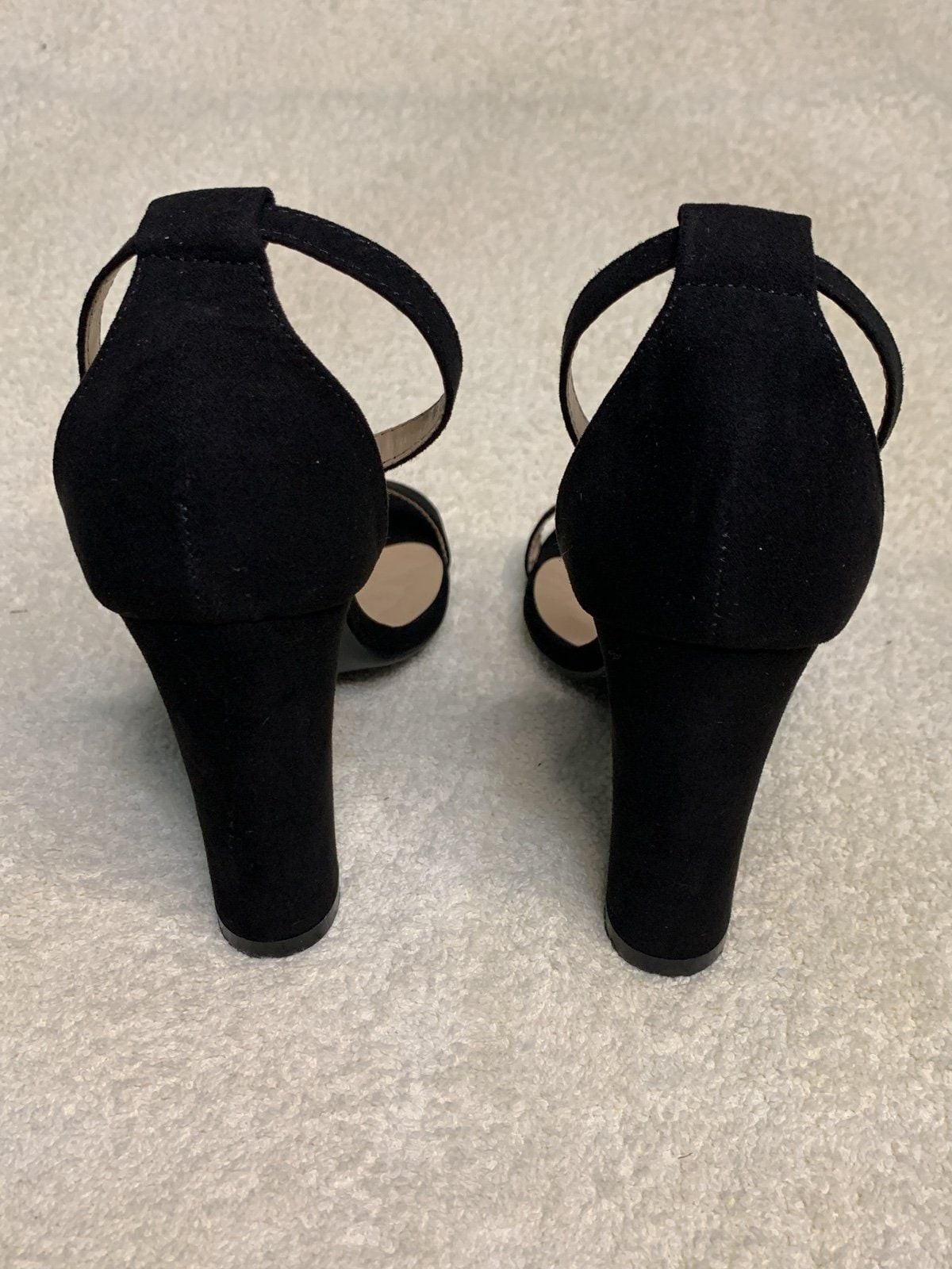 Black Heels For Women Open Toe Ankle Strap High Heels Size 7B