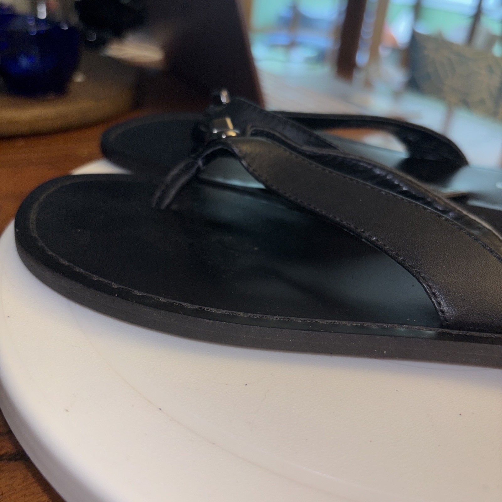 COACH Women’s Abbigail Sandal Black PVC Thong Slide Flip-Flops 6.5B