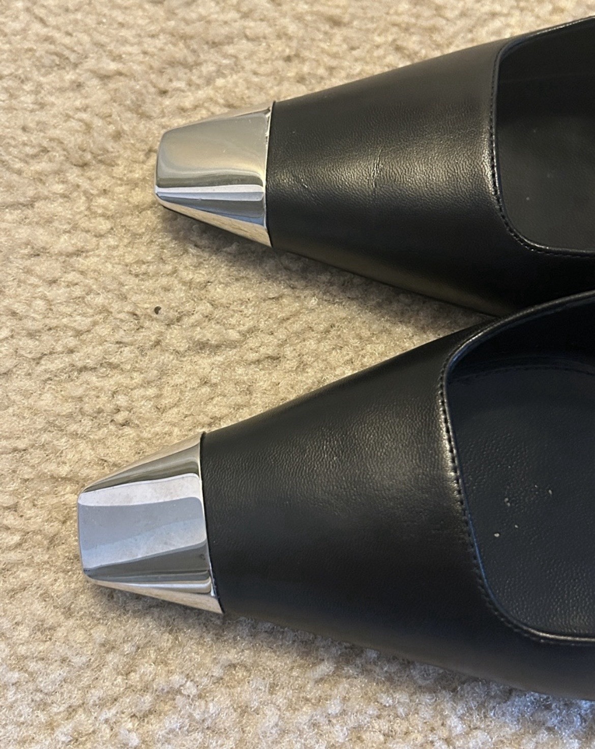 Saint Lauren black Silver Metal slingback pump 37 Women’s