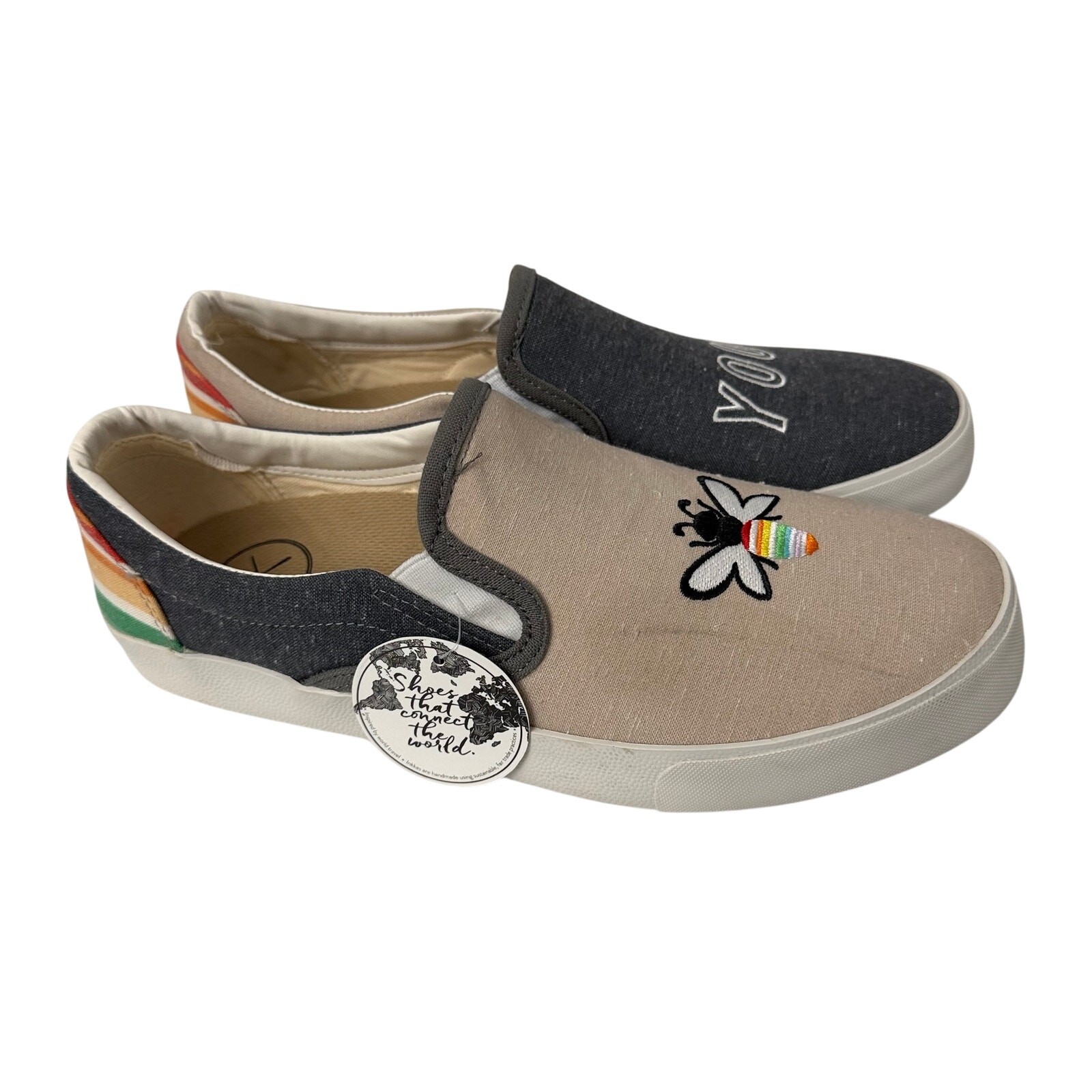 Inkkas Bee You Slip On Canvas Shoes Womens Size 10 Loafer