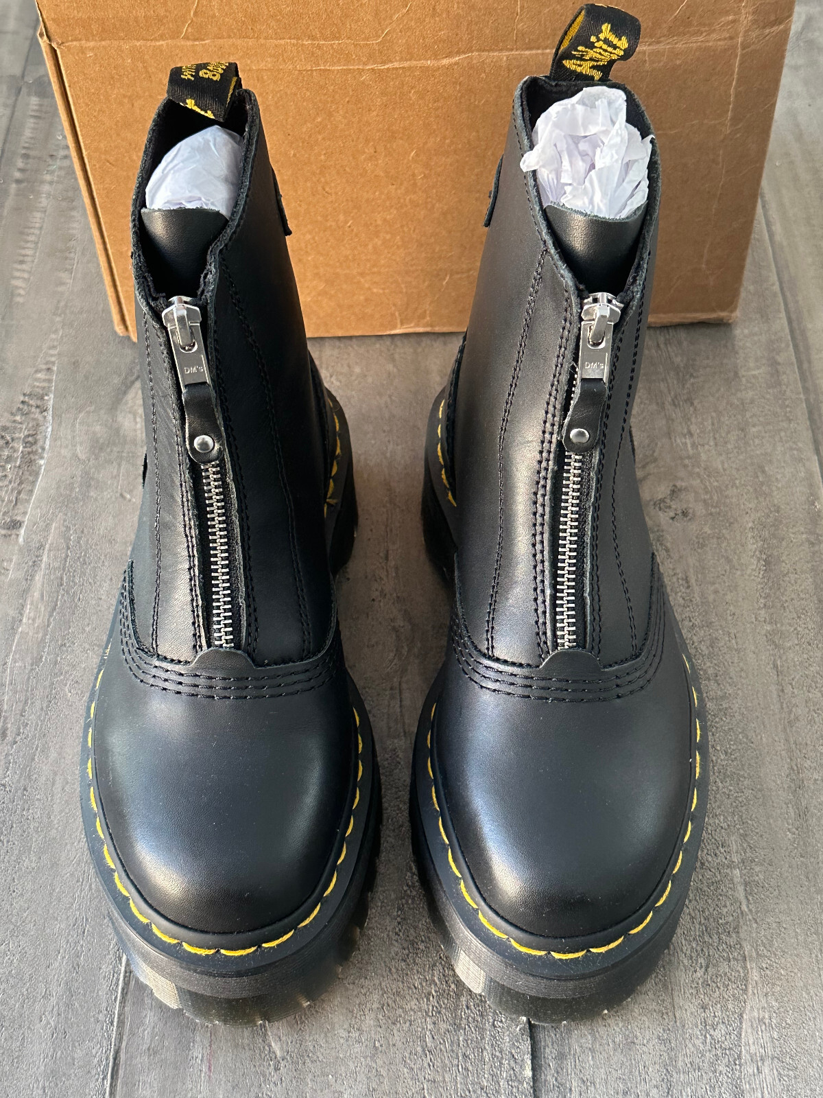 Dr Martens Jetta Zip Platform Leather Black Boots For Women’s Size US 6