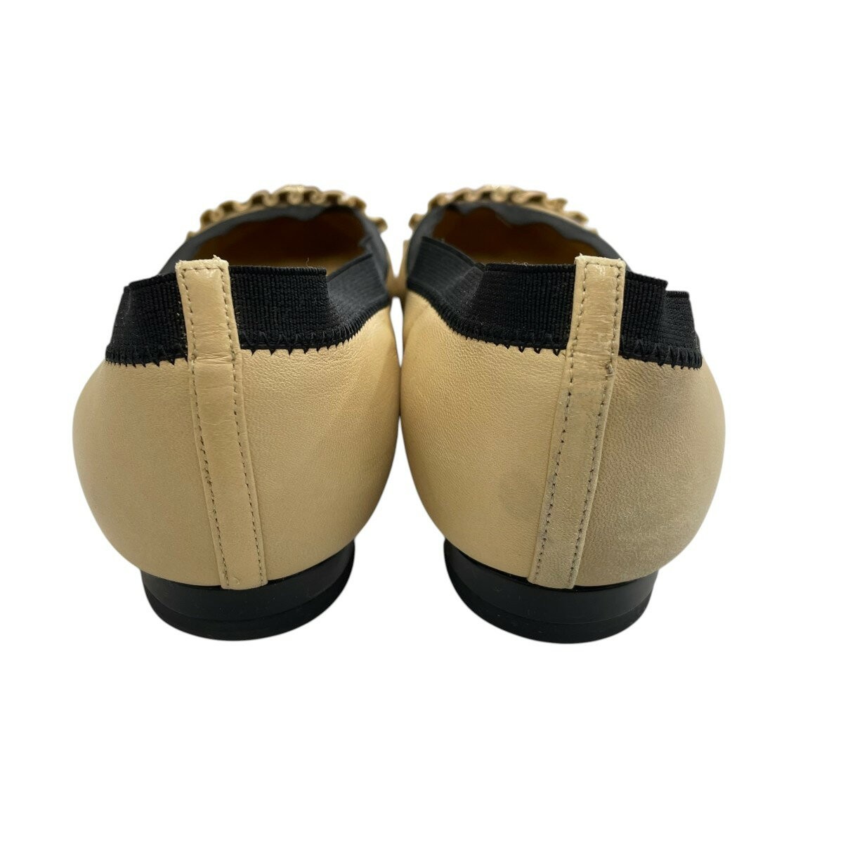 CHANEL Flat Shoes Pumps Cocomark EU 36 US 6 Beige Authentic A2058