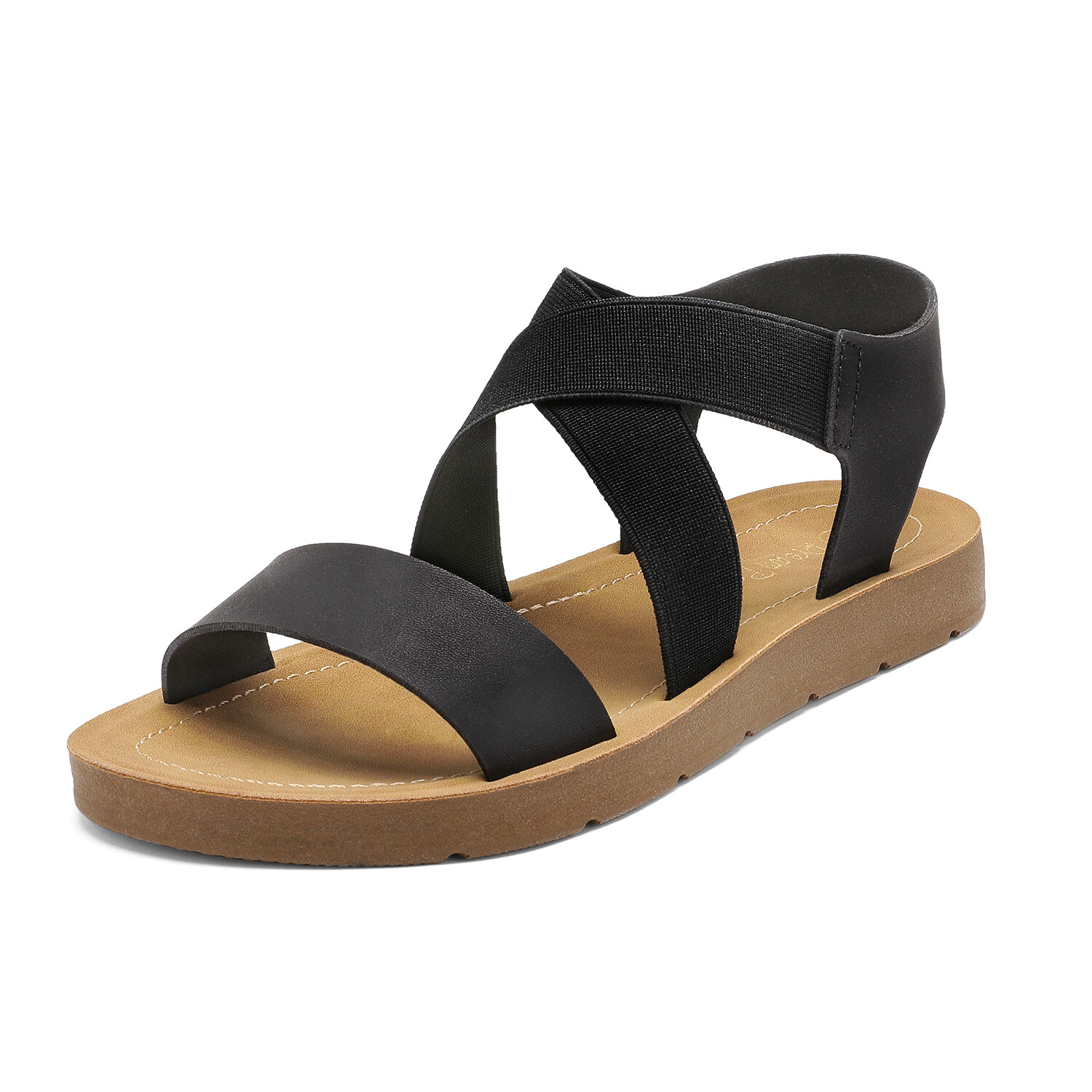 Women Elastic Ankle Strap Flat Sandals Pull On Beach Summer Casual Dress Shoes~