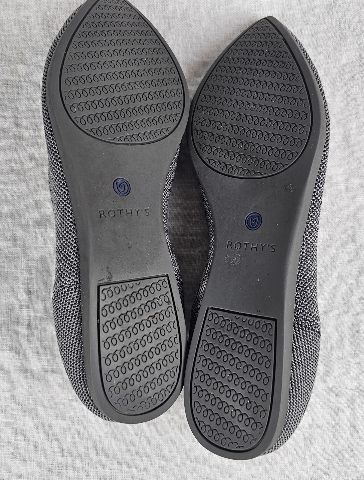 Rothys Womens Point Toe Flats Shoes Size 9 Navy Blue Gray Blended Fabric Comfort