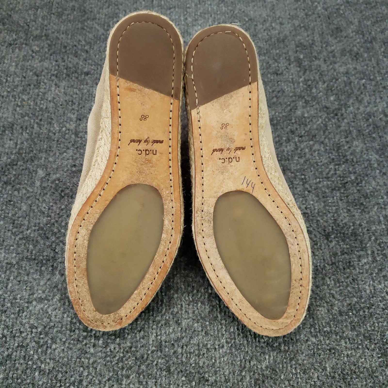 N.d.c. Shoes Womens Size 38 Beige Espadrille Flats Slip On Made By Hand Suede