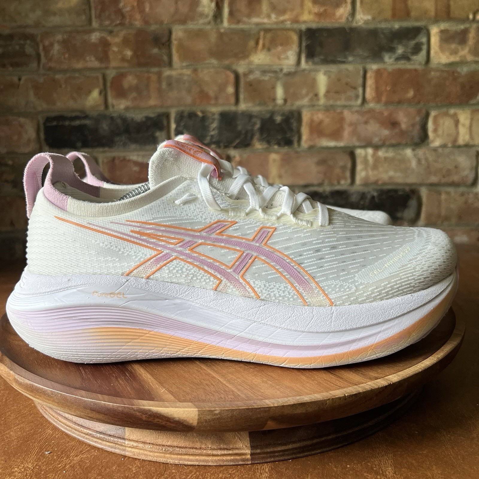 ASICS Gel-Nimbus 27 Max Cushion White Lavender Womens 9.5 Running Shoes Sneakers