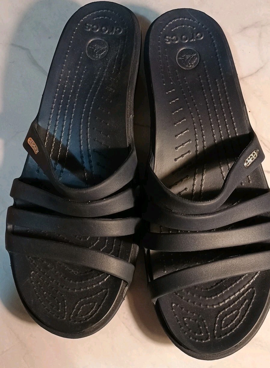 Crocs Rhonda Wedge Slide Comfort Navy Blue Sandals Women’s Size 11