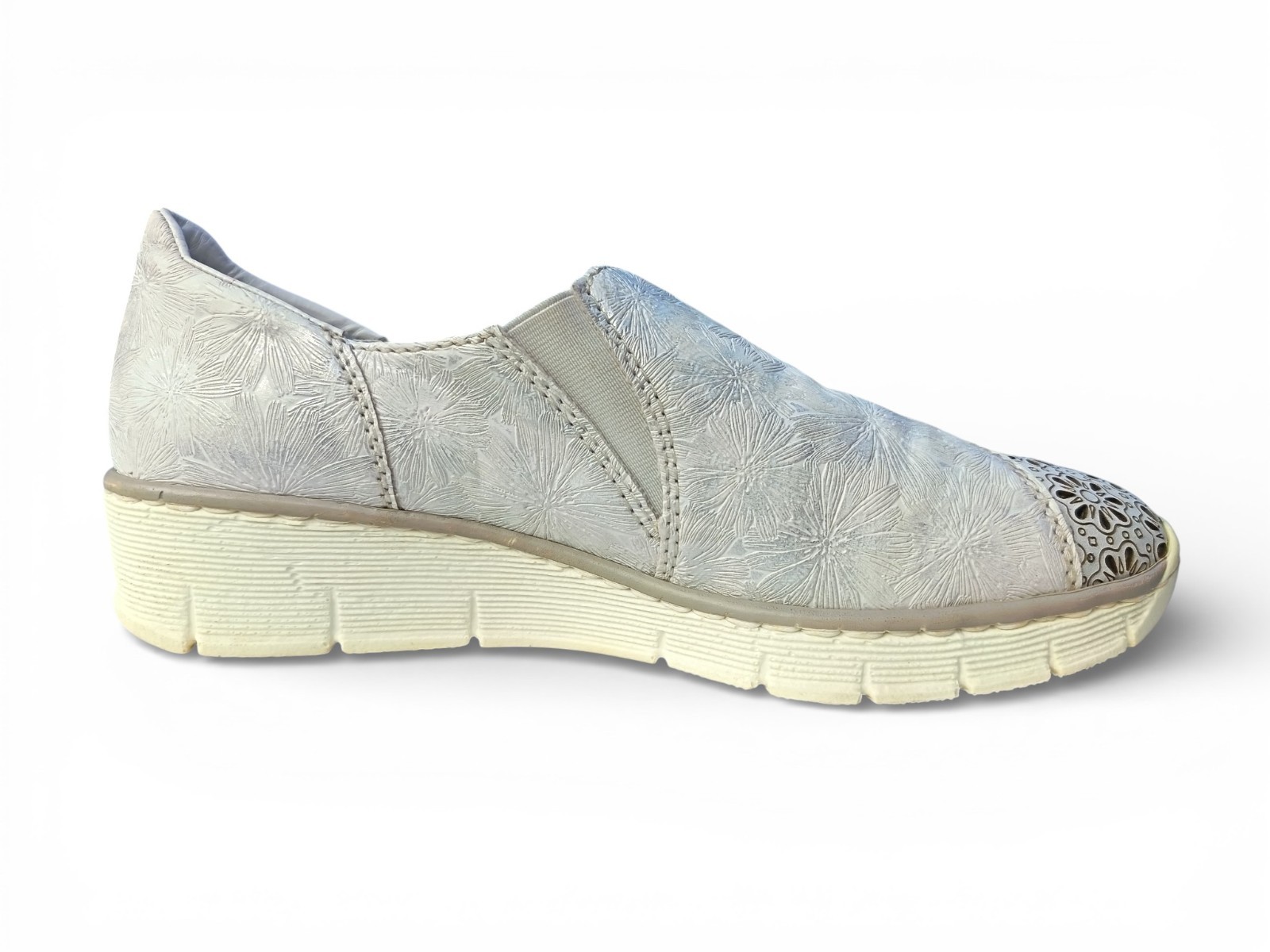 Rieker Womens White Leather Comfort Slip On Walking Shoes EU 38