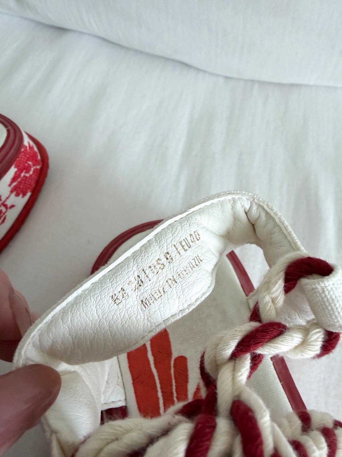 Farm Rio Red & White Embroidered Platform Sandal