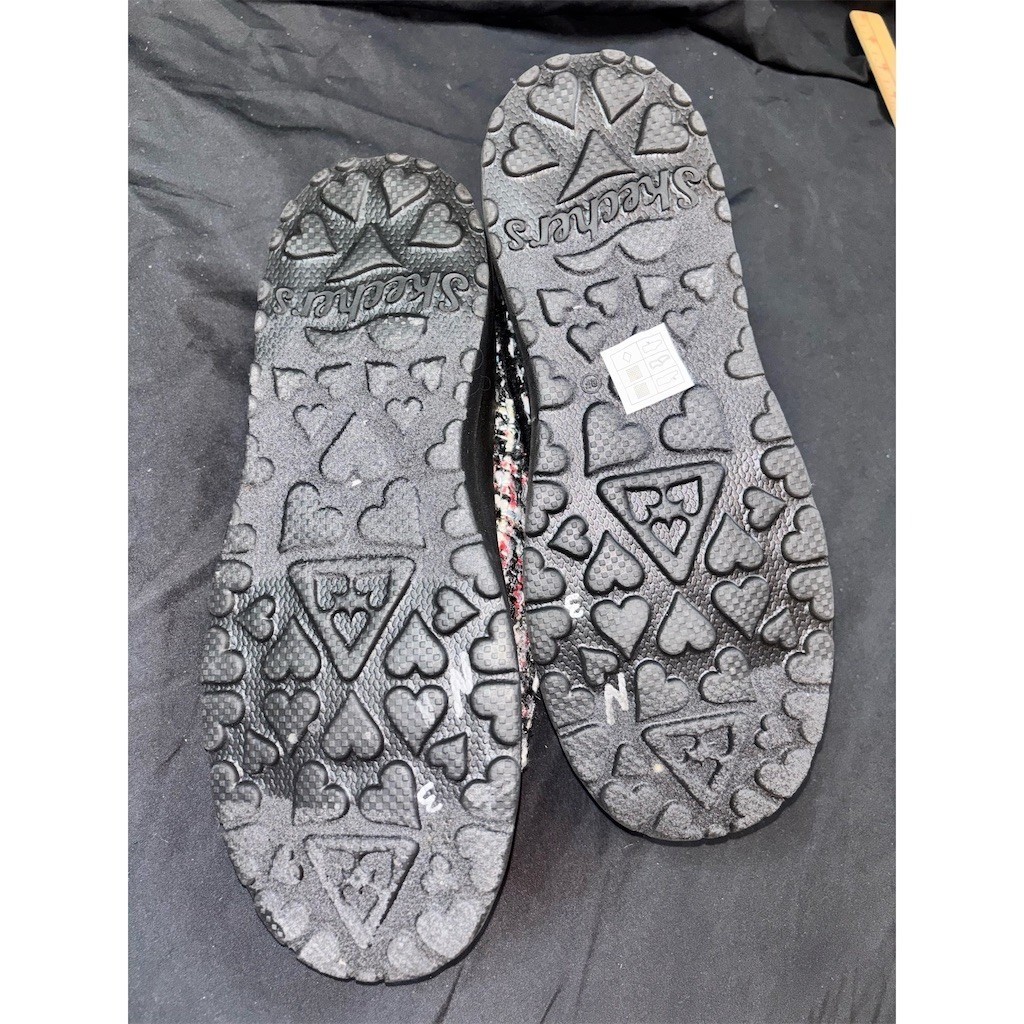 Skechers BOBS Slippers Womens Slip-On Clog Black Tweed Memory Foam Fur M/L cozy