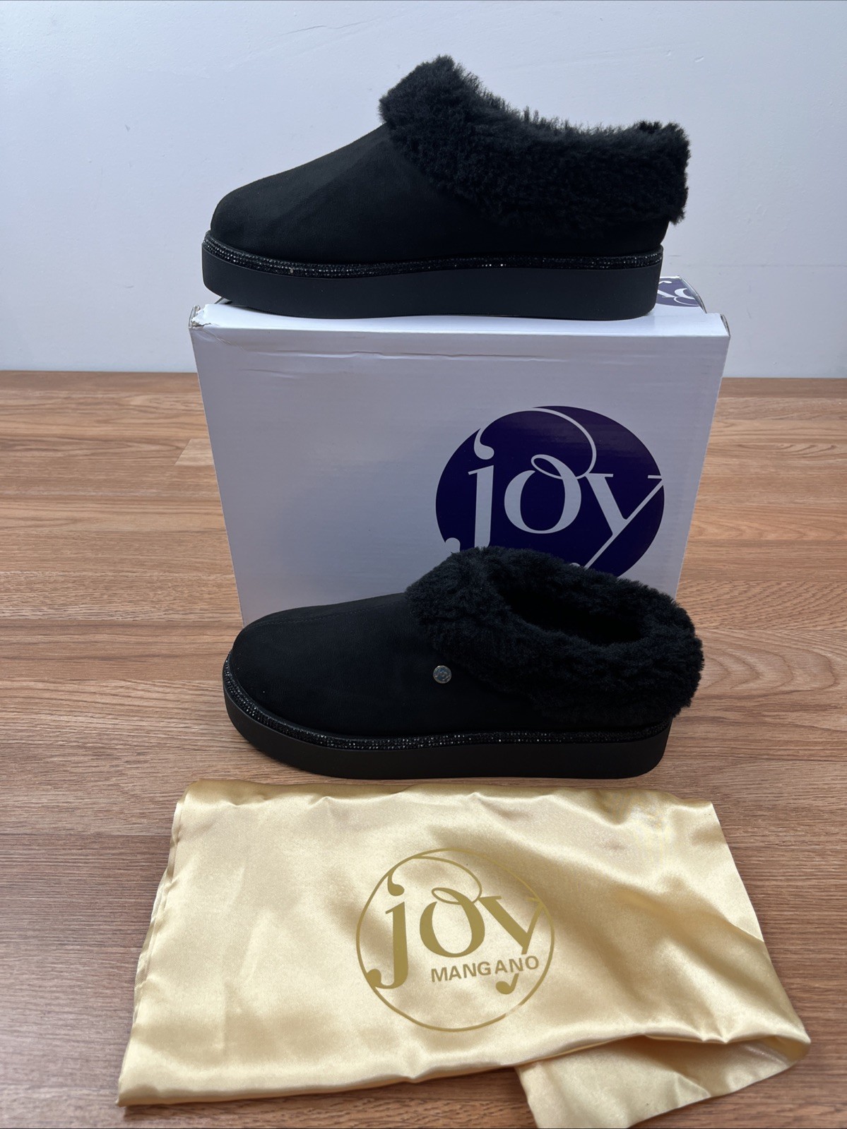 Clean Boss Joy Glamorous Cozy Slippers w/ Orthotic Insoles Black 8 NEW