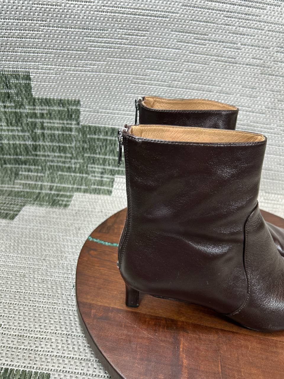 Madewell Boots Womens Size 9.5 The Dimes Brown Crinkle Leather Zip Kitten Heel