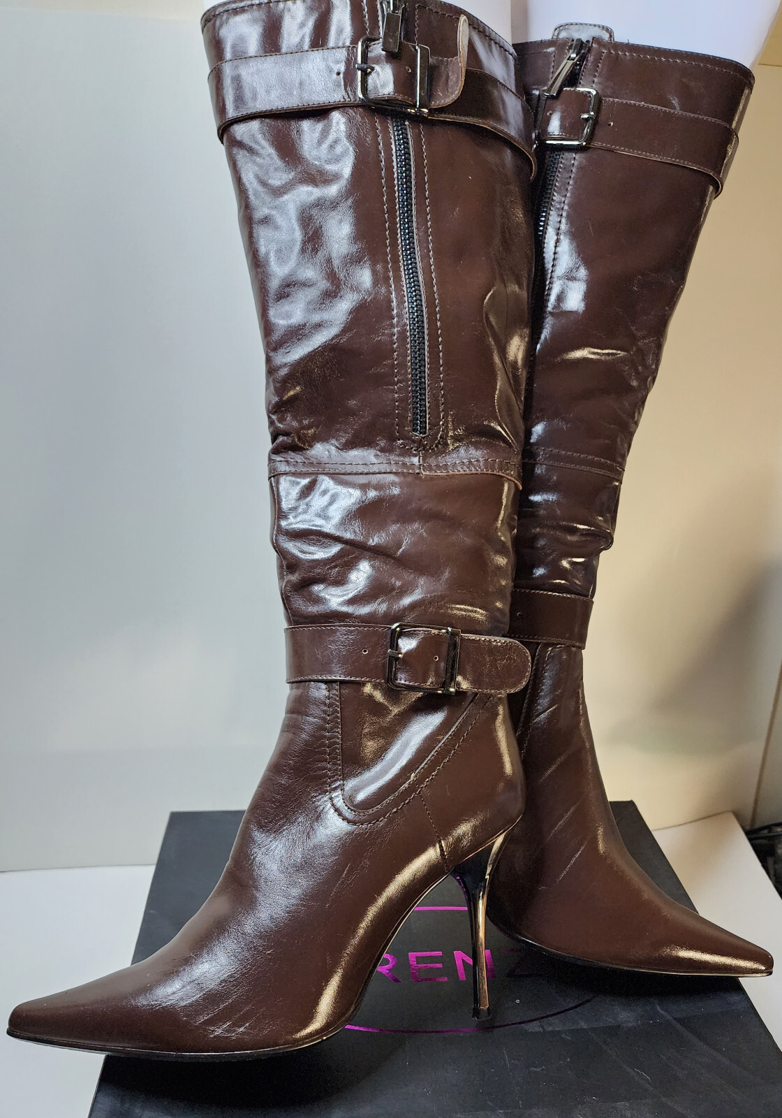 Firenze Women’s Leather Brown Knee-Height Boots Euro Size 36 US 5 3/4 with Box