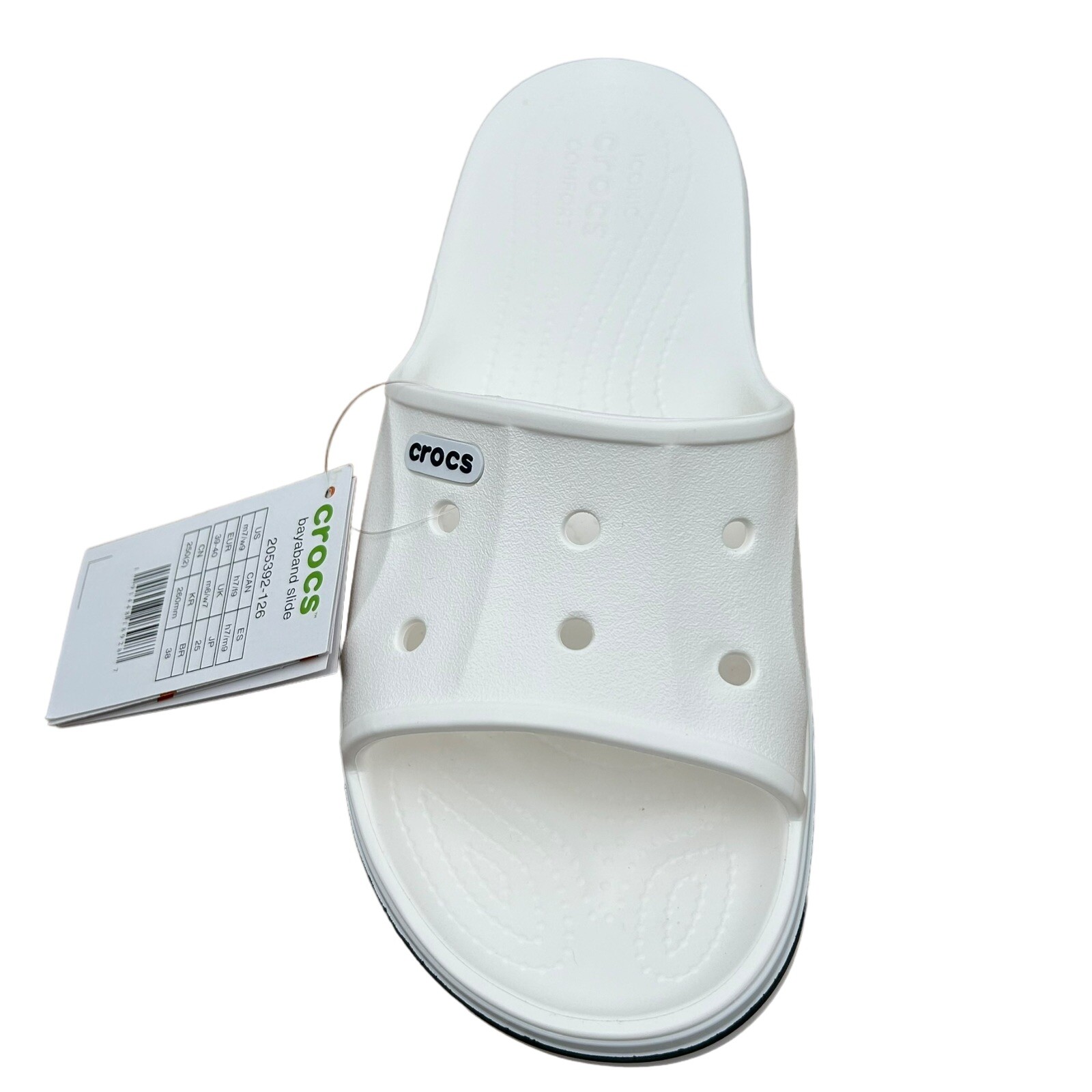 Crocs Slide Sandals Women’s Size 9/Men’s 7 White/Navy Water Friendly Lightweight