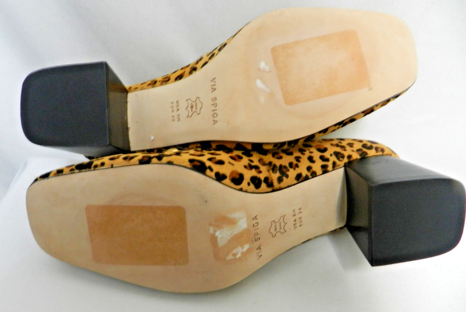 Via Spiga pony hair fur leather animal leopard block heels pumps NEW Size Sz 8