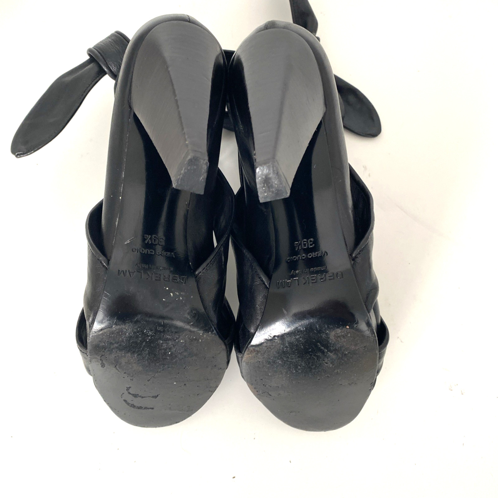 Derek Lam Pump Wraparound Leather Black Strappy Platform Round Toe Cage 39.5 9