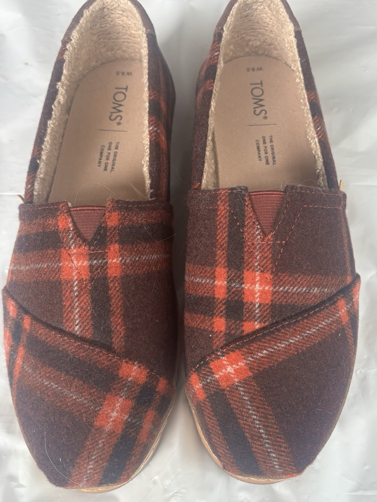 TOMS Alpargata Leather Wrap Size 8.5 W Women’s Loafers Barn Red Earthy Plaid