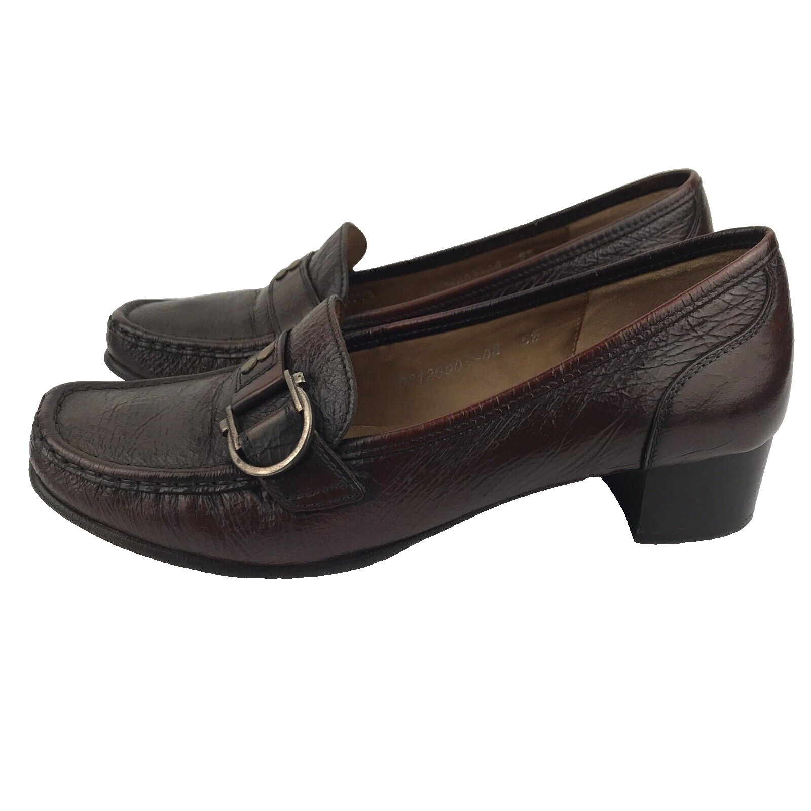 SIOUX Germany Loafers Block Heel Brown Leather Square Toe Women’s Size 5.5 UK