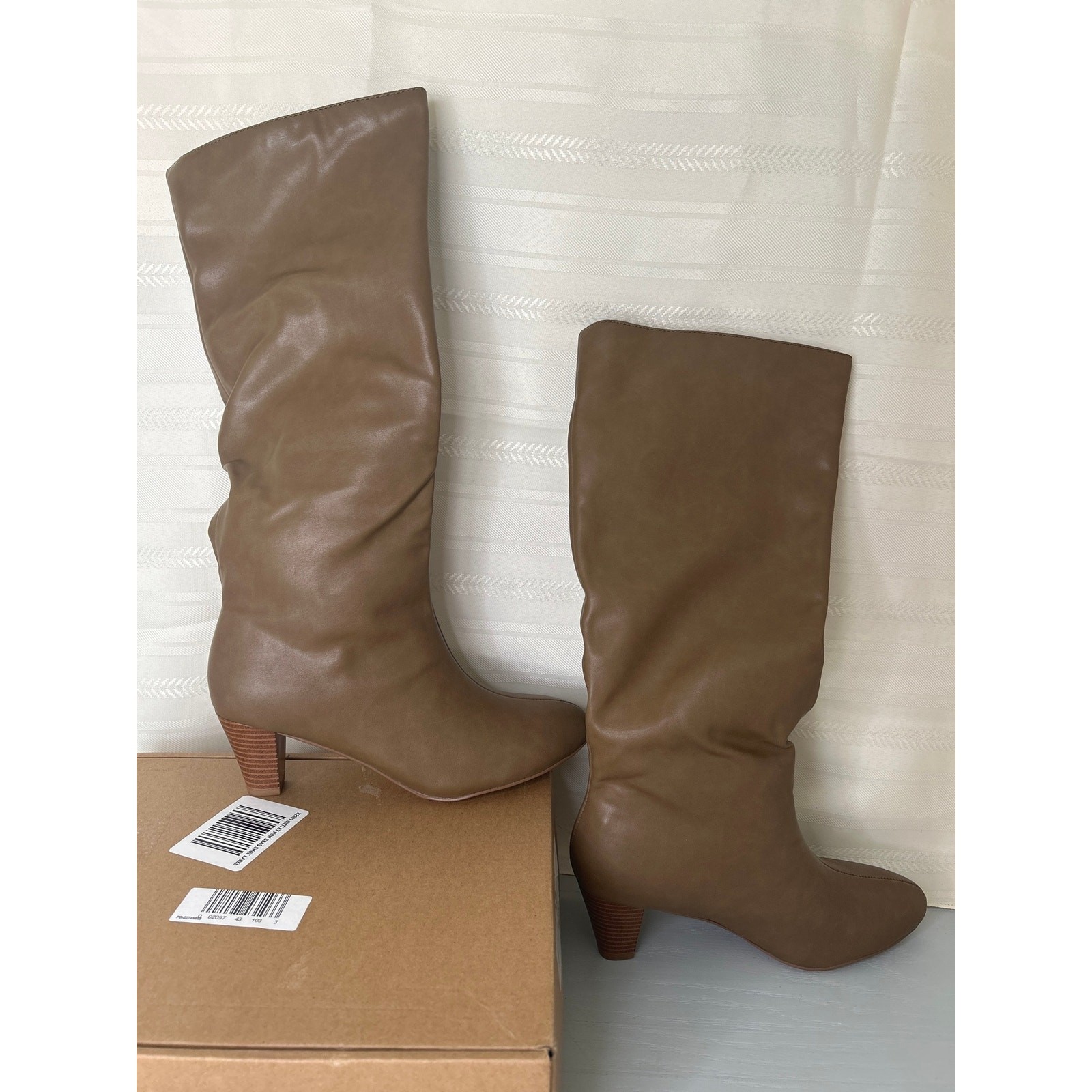Journee Collection Jovey Tru Comfort Foam Pull On Almond Toe Boot Taupe Size 7