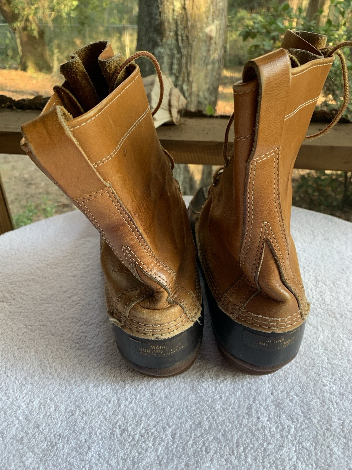 LL Bean Duck Boots Women 9M Made in USA Brown Genuine Leather Maine Hunting READ