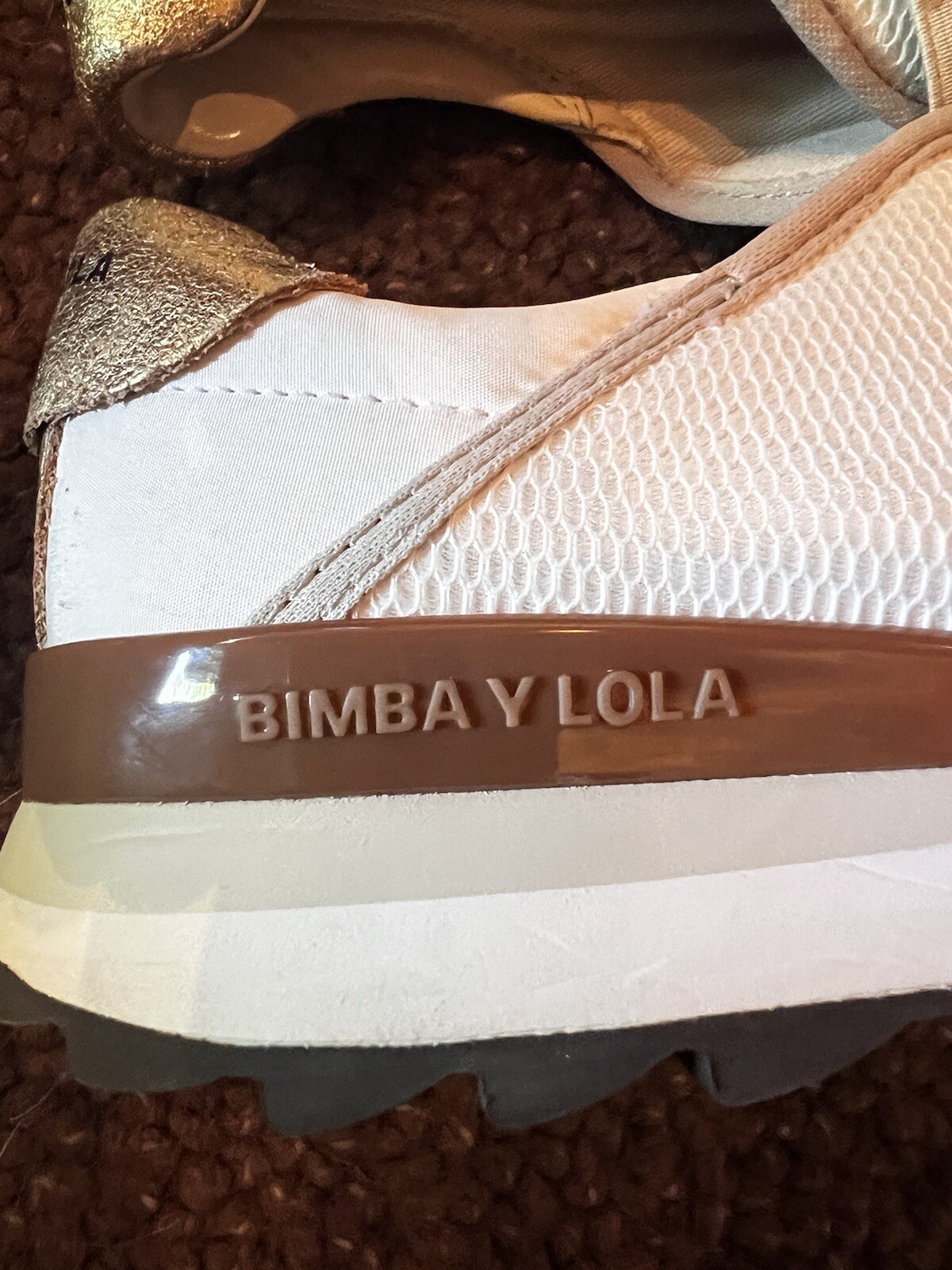 NEW Bimba Y Lola Technical Sneakers Nude Taupe Brown Trainers 39/8 NWOB