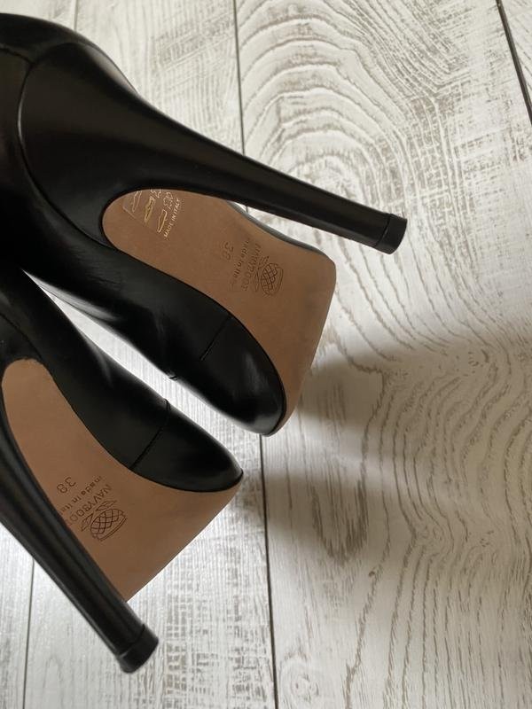 Women navy boot heels black leather 38 #BAKN