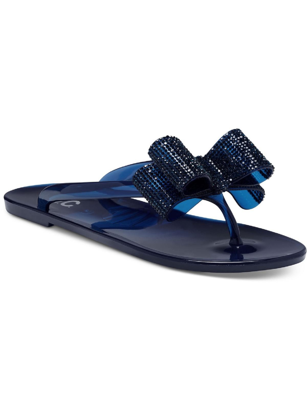 INC Womens Blue Bow And Accents Madena Round Toe Slip On Thong Sandals 6 M