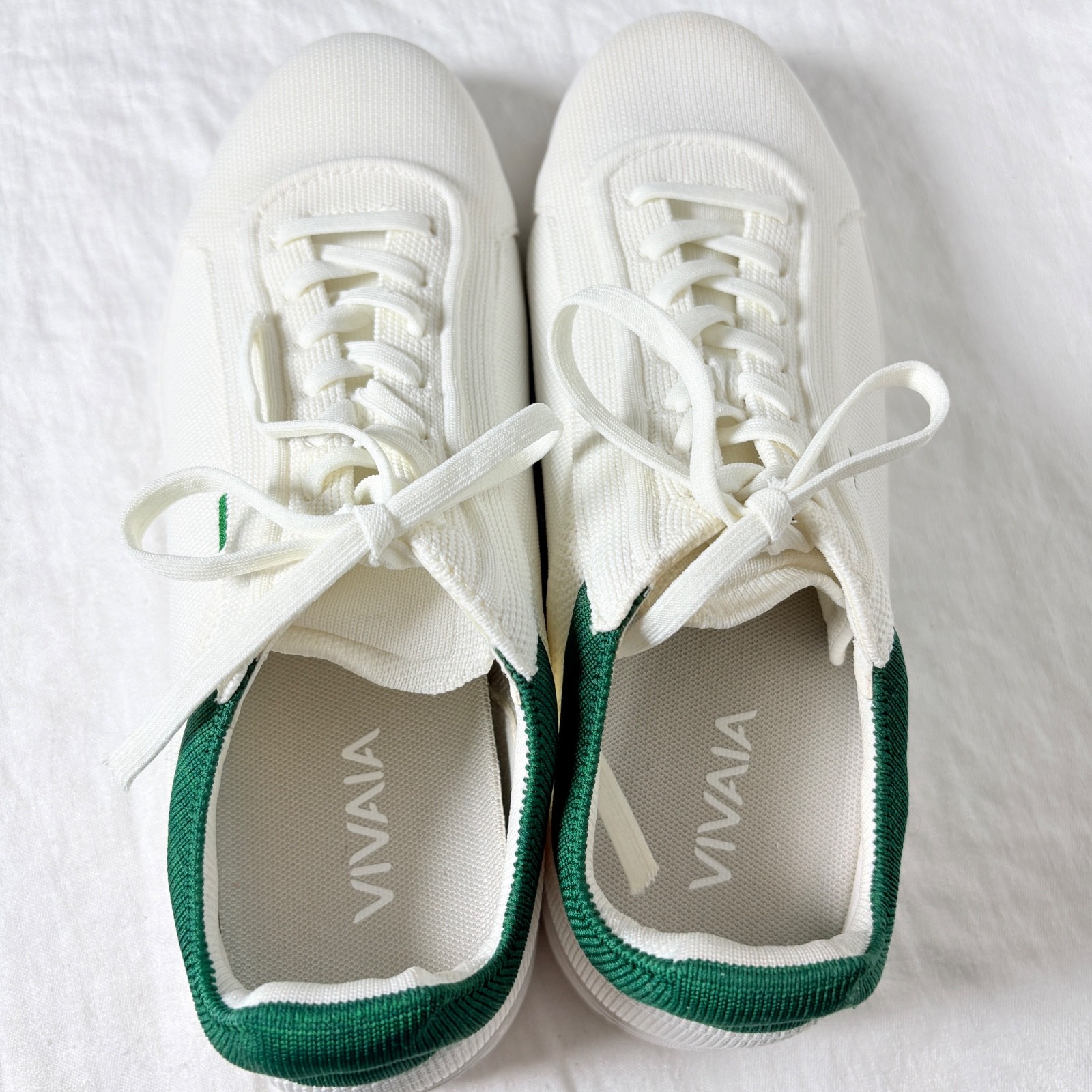 Vivaia V Prime Recycled Knit Sneakers White Green Knit Womens EU 42 US 11.5