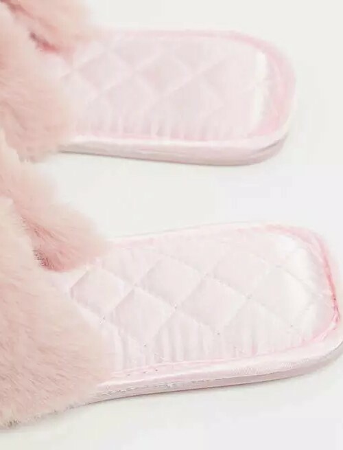 ASOS ~ Pink ~ Soft ~ Furry ~ Quilted ~ Slide-On Slippers ~ Size Large (9/10)