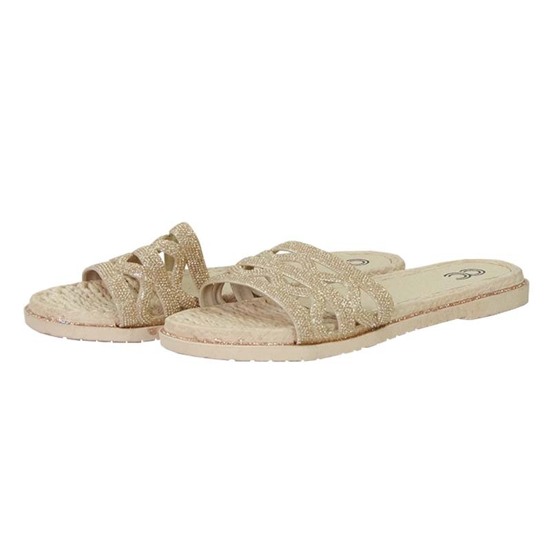 Women’s Summer Sandals Glitter Flat Slipper Slides Slip-On Sequin Beach Shoes