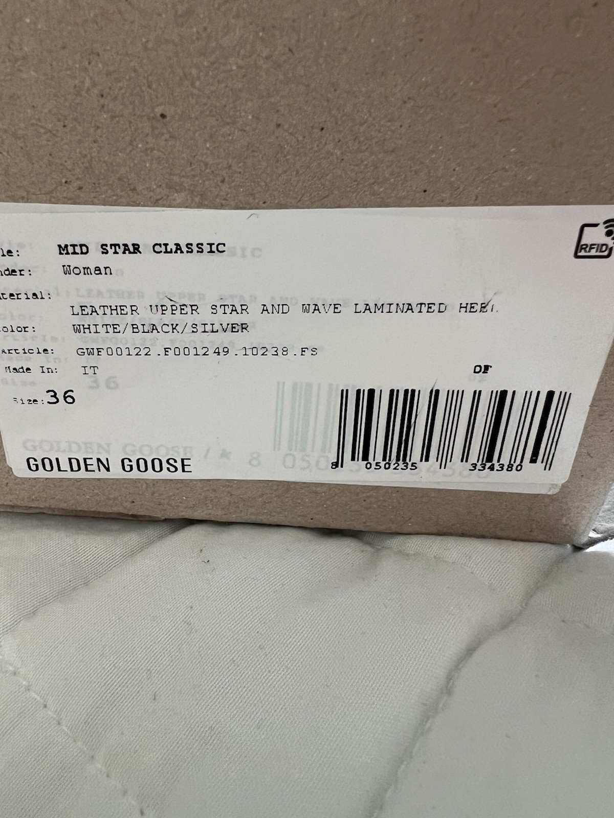 Golden Goose Mid Star Classic Women’s White/Black/Silver Sneakers
