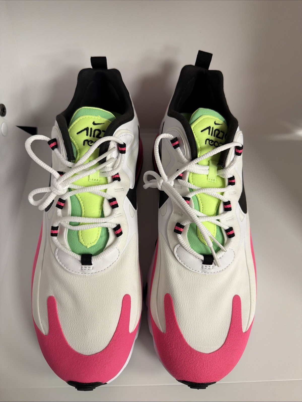 Nike Air Max 270 React Shoes Womens White Pink Black Green CJ0619-101 Size 12