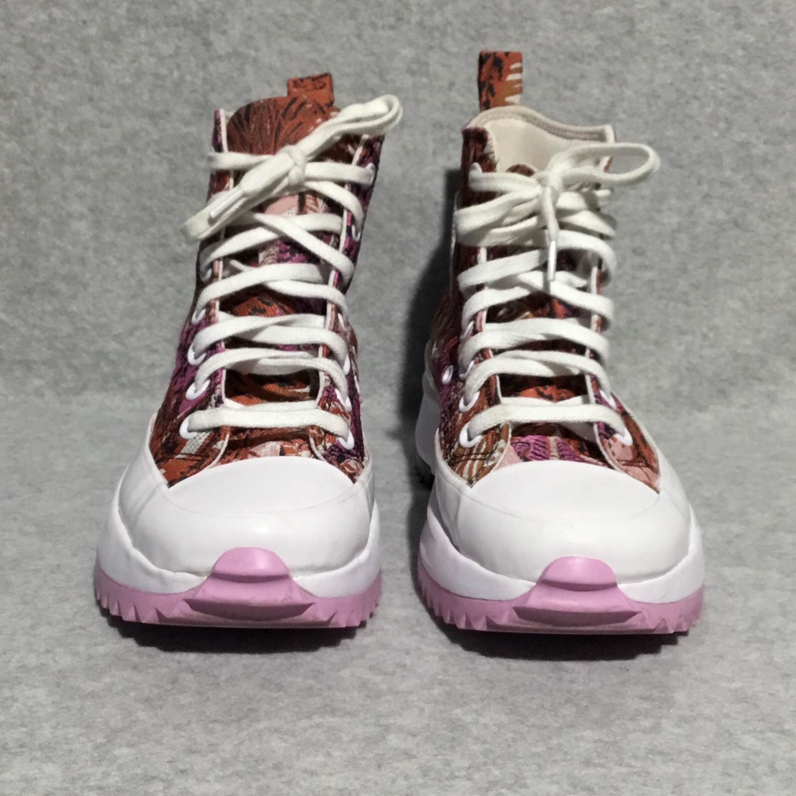 Converse Run Star Hike Platform Sneaker 6.5 Orange Pink Tropical Floral Unisex