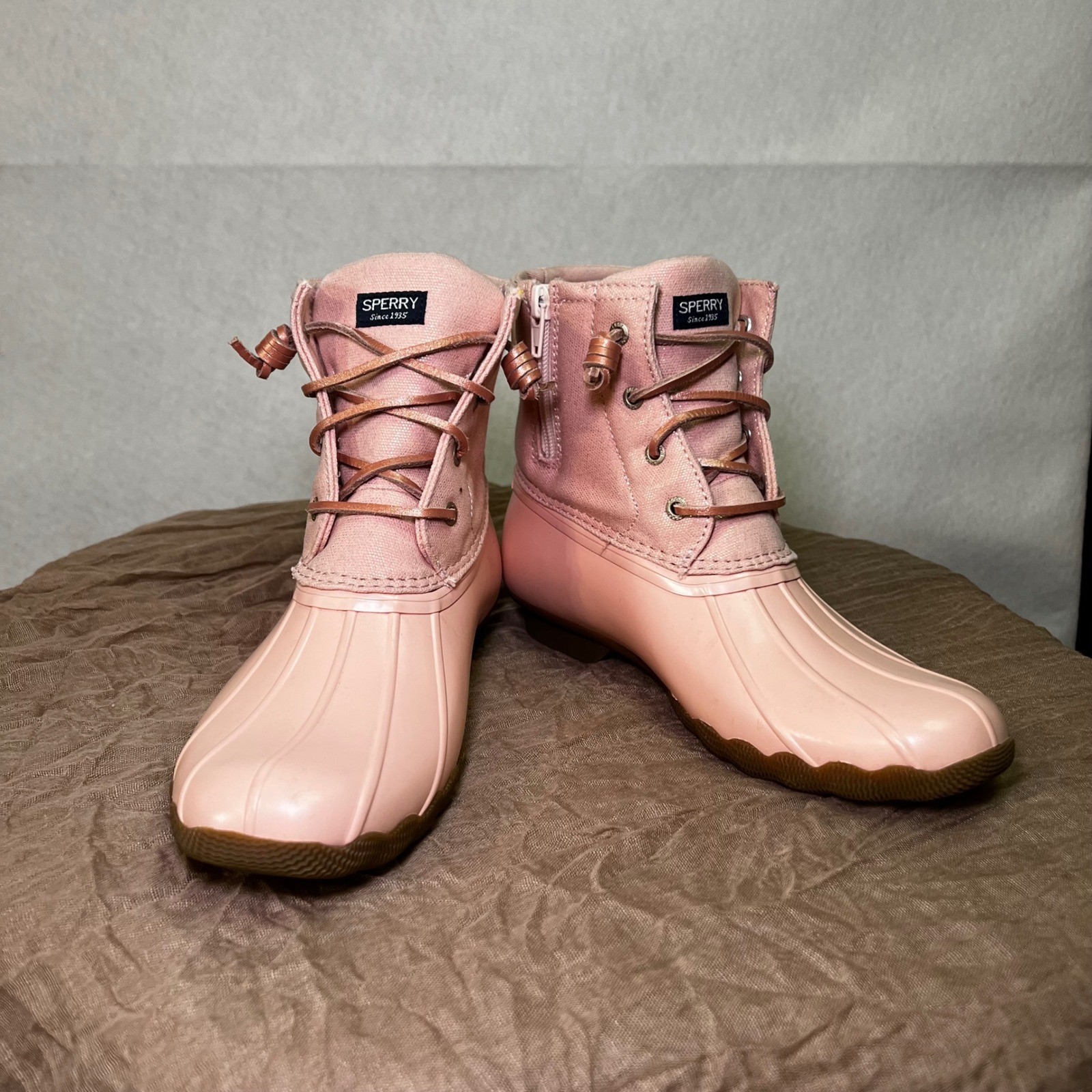 Sperry Saltwater Duck Boots Pink Gorpcore Coquette Rubber Rain Boots US 5M