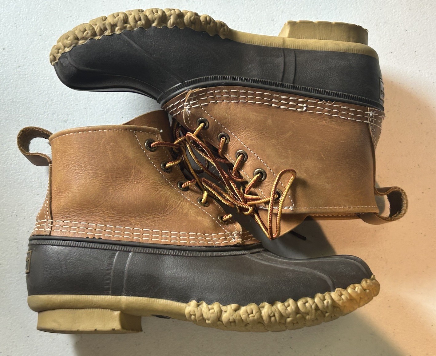 LL BEAN Boot Women’s Waterproof Duck Size 8M Brown 8″ Leather Made in the USA!