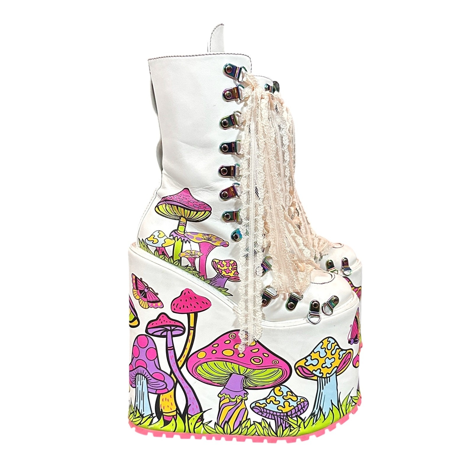 Current Mood Psychedelic Fairytale Double Stack Traitor Boots – White – 6M