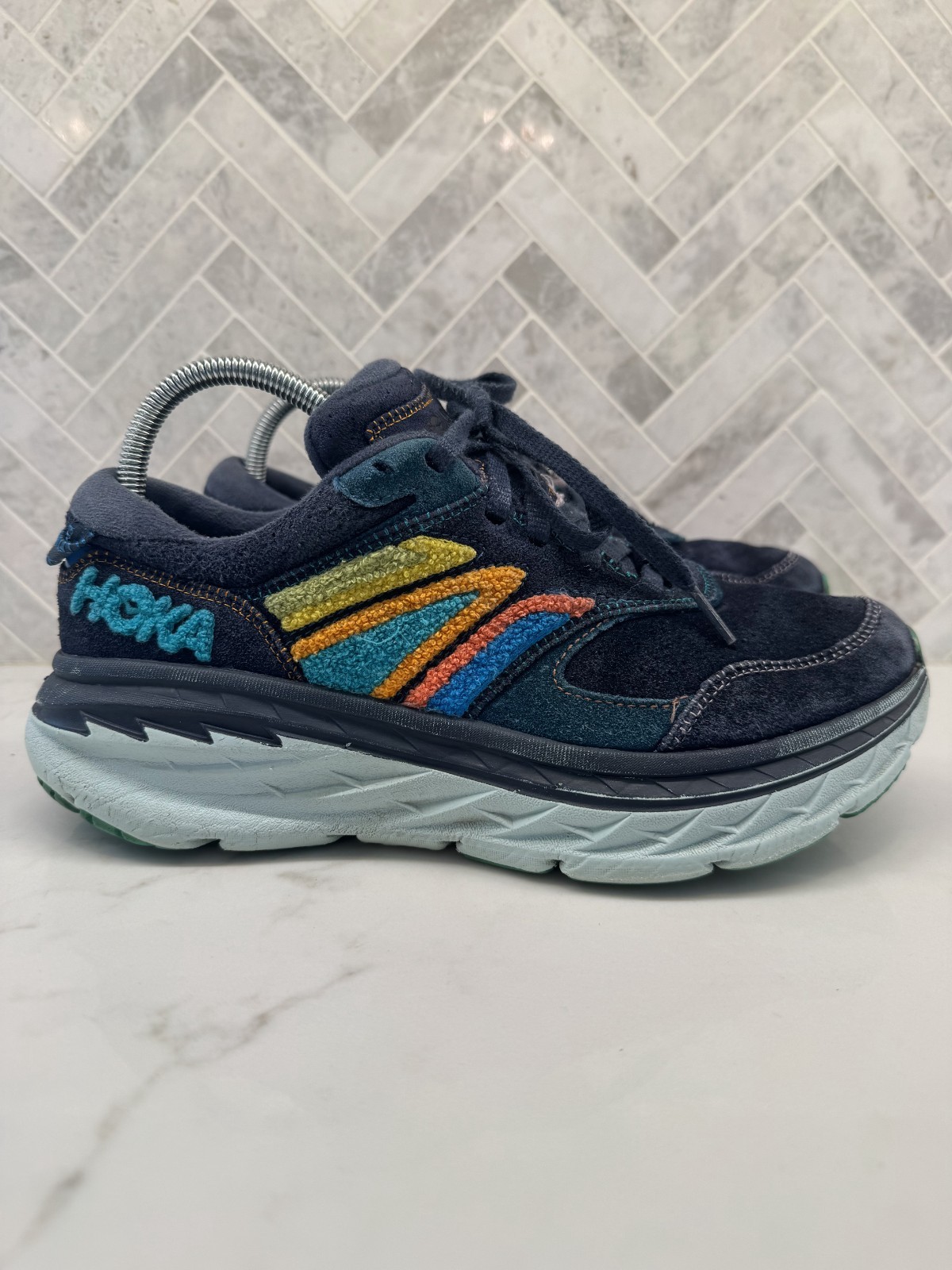 Hoka One One Bondi L Embroidery Sneakers Womens 9.5 Colorful Outer Space Shoes