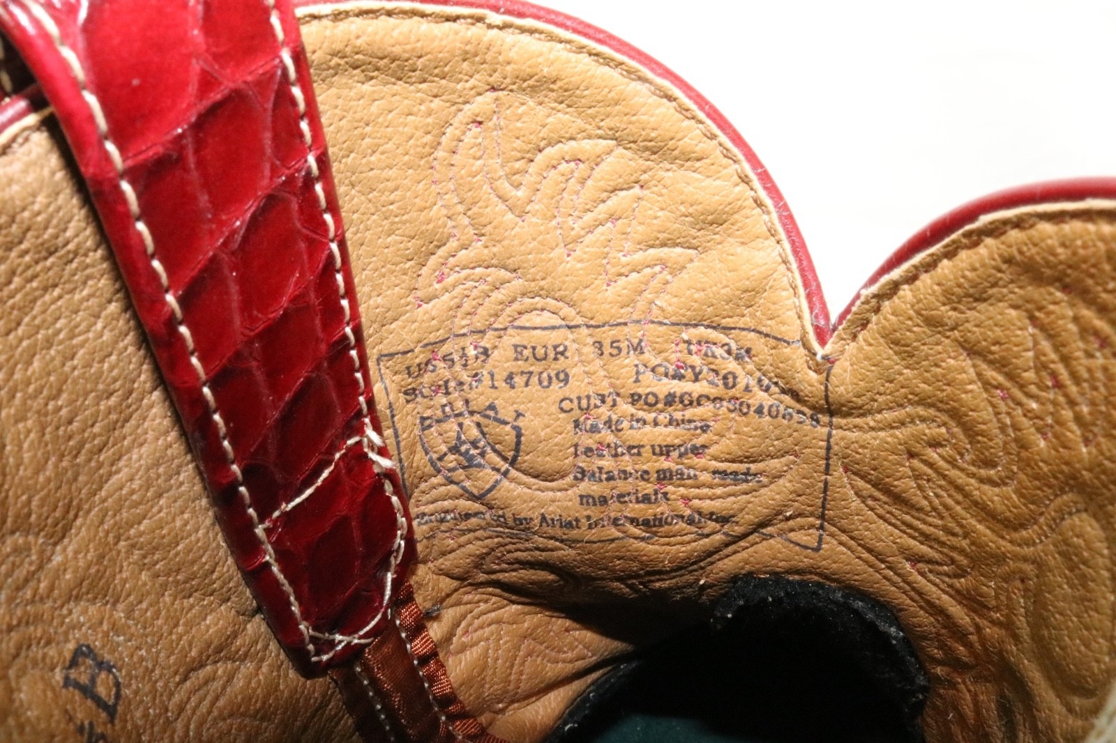 Ariat Fatbaby 14709 Women Red Croc Embossed Leather Western Boots 5.5B Tan Suede