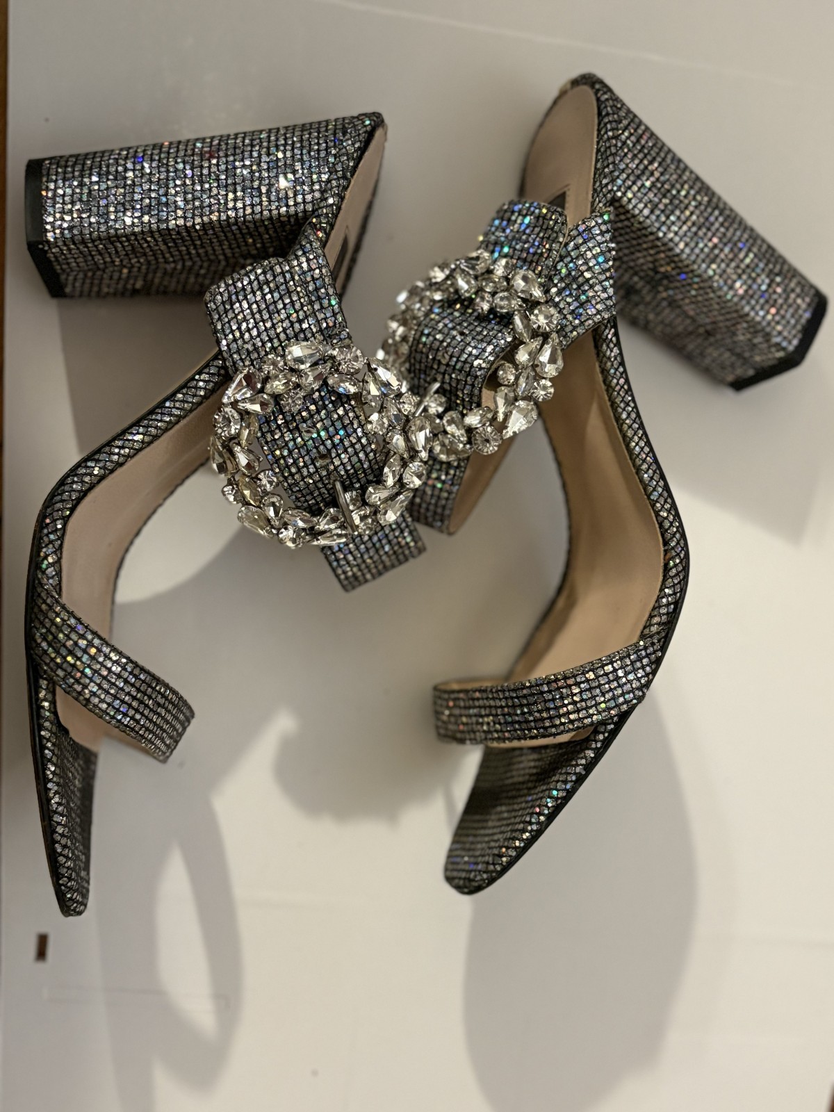 SJP Sarah Jessica Parker Celine Embellished Sparkle Buckle Pumps 10