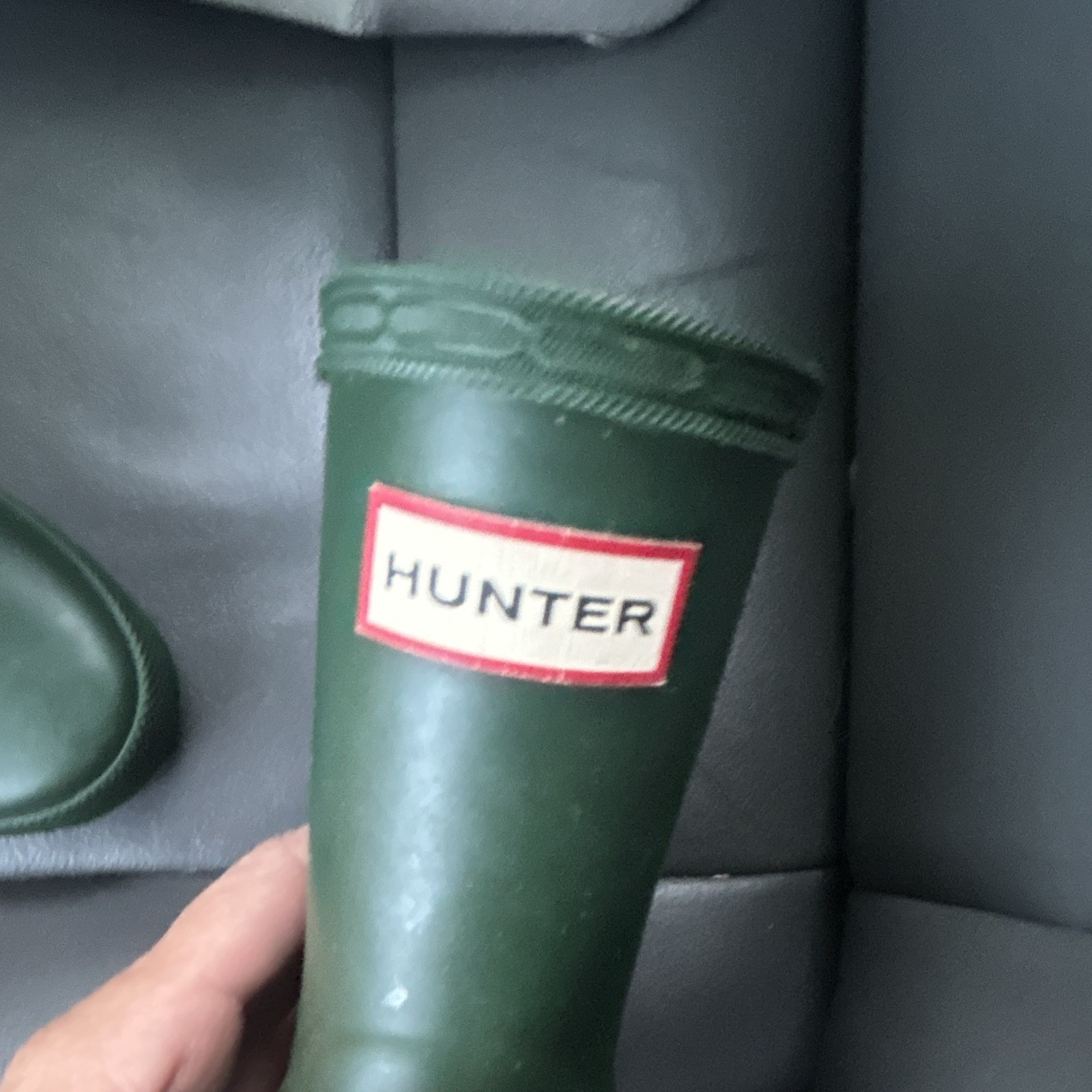 Hunter Green Rubber Waterproof Pull-On Mid-Calf Rain Boots Women US 6
